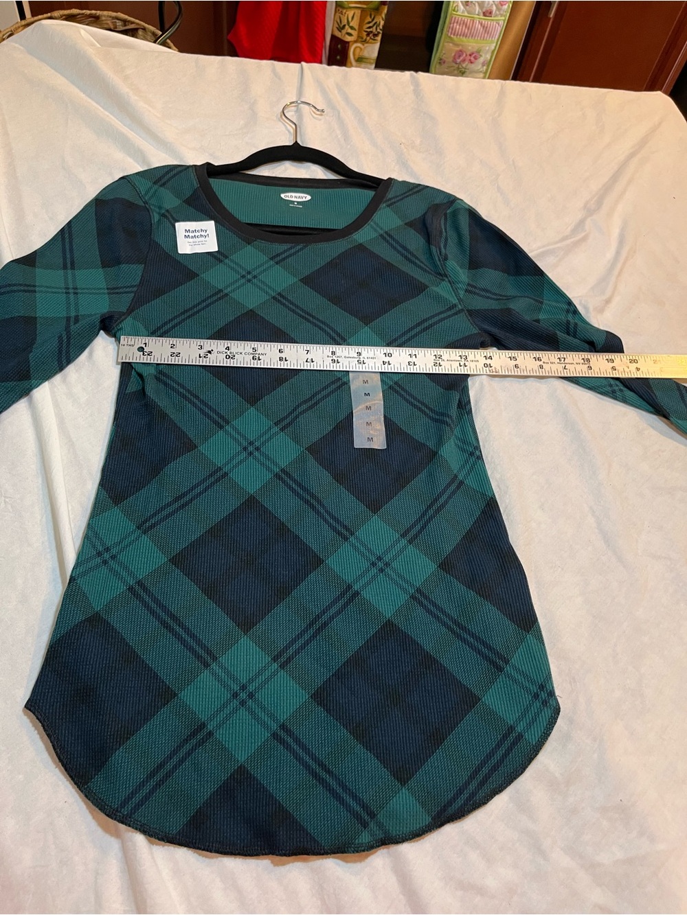 Old navy women Green and Navy Plaid Tunic Top size medium